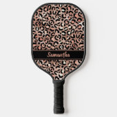 シックなブラックバラ金ゴールドヒョウパーソナライズされたプリント ピックルボールラケット (正面)