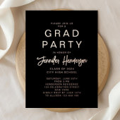 シックなブラックバラ金ゴールド書道卒業 箔招待状