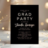 シックなブラックバラ金ゴールド書道卒業 箔招待状