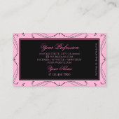 シックなブラックピンクきらめくダイヤエレガントン 名刺 (裏面)