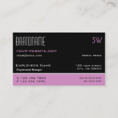 シックなブラックピンクとホワイトモノグラムシンプル付き 名刺 (裏面)