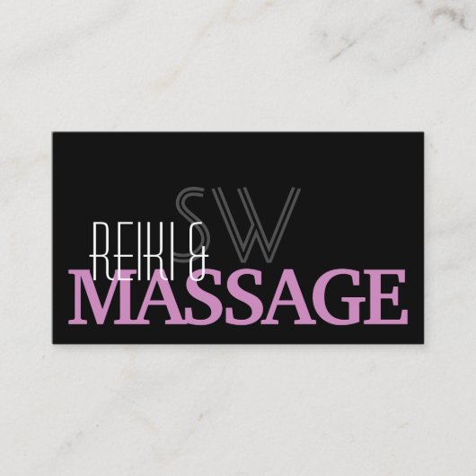 シックなブラックピンクとホワイトモノグラムシンプル付き 名刺 (正面)