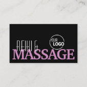 シックなブラックピンクと白シンプルのロスタイリッシュゴ付きロゴ 名刺 (正面)