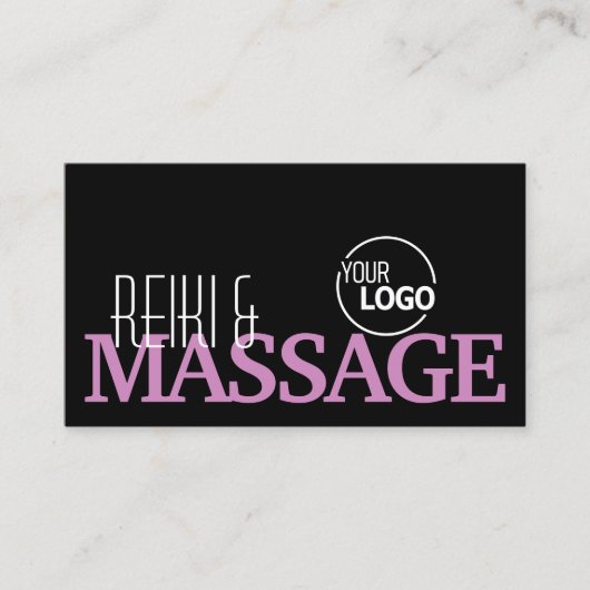 シックなブラックピンクと白シンプルのロスタイリッシュゴ付きロゴ 名刺 (正面)