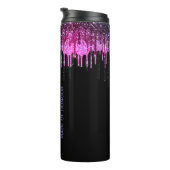 シックなブラックピンクグリッタードリップブライダル記念日 タンブラー (回転右)