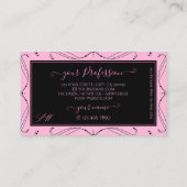 シックなブラックピンクダイきらめくモンズモノグラム華美 名刺 (裏面)