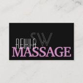 シックなブラックピンクホワイトシンプルモノグラムと写真 名刺 (正面)