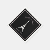 シックなブラックピンクホワイトフランスのエッフェルタワー結婚ズ スタンダードカクテルナプキン (角)