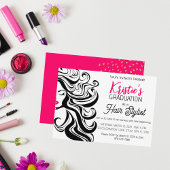 シックなブラックピンク美容師卒業パーティーかわいい ノートカード