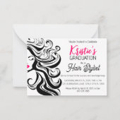 シックなブラックピンク美容師卒業パーティーかわいい ノートカード (正面)