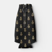 シックなブラックフェイク金ゴールドパイナップルパターン ボトルクーラー (裏面)