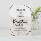 シックなブラックフレームシンプルフォトスクリプト披露宴 招待状 (スタンド正面)