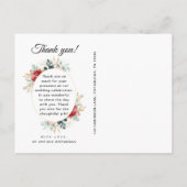 シックなブラックフローラサンキューメッセー結婚ジ ポストカード (裏面)