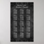 シックなブラックフローラ15結婚のテーブルの座席表 ポスター (正面)