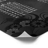 シックなブラックフローラ15結婚のテーブルの座席表 ポスター (角)