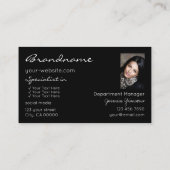 シックなブラックブラウングリッタースター(ロゴと写真) 名刺 (裏面)