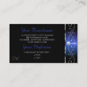 シックなブラックブルースクイグルスパークルジュエリーイニシャル 名刺 (裏面)