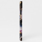 シックなブラックブルーバイオレットパープル金ゴールド大理石パターン iPhoneケース (右側)