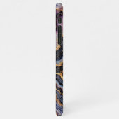 シックなブラックブルーバイオレットパープル金ゴールド大理石パターン iPhoneケース (左側)