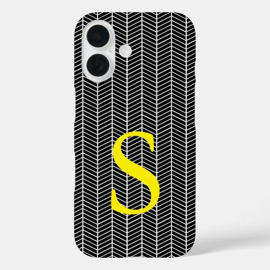 シックなブラックヘリンボーンシェブロンジグザグモノグラム Case-Mate iPhoneケース (裏面)