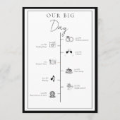 シックなブラックボタニカルクレストイベントタイムライン プログラム (裏面)