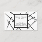 シックなブラックボビーピン美容師サロン 名刺 (裏面)