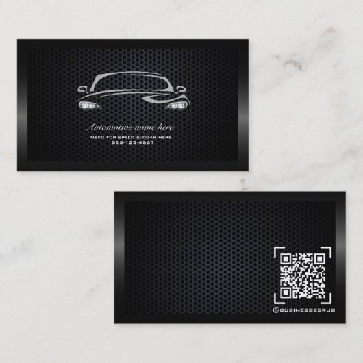 シックなブラックミニマルモダンリスト車の名刺 名刺 (正面/裏面)