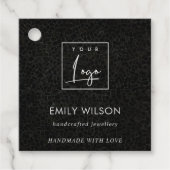 シックなブラックモザイクジュエリーロゴブランディングビジネス フェイバータグ (正面)