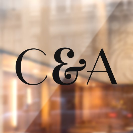 シックなブラックモノグラムアンパサンド結婚アールデコ ウィンドウサイン (シート2)