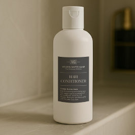 シックなブラックモノグラムヘアシャンプー設備ラベル フードラベル