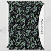 シックなブラックユーカリプトゥスグリーンレシピディバイダーページ (正面/裏面)