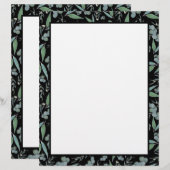 シックなブラックユーカリプトゥスグリーンレシピバインダーページ (正面/裏面)