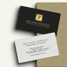 シックなブラックレザービジネスロゴ企業の名 名刺