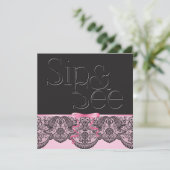 シックなブラックレースとピンクのsipと参照2 招待状 (スタンド正面)