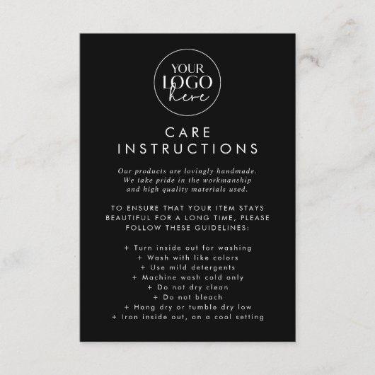 シックなブラックロゴ製品の気に指示 エンクロージャーカード (正面)
