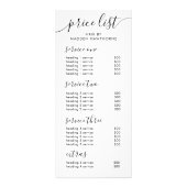シックなブラック書道ビジネスサービス料金表 ラックカード (正面)