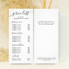 シックなブラック書道ビジネスサービス料金表 ラックカード