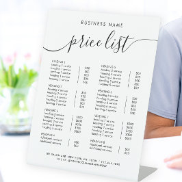 シックなブラック書道ビジネスサービス料金表 台座サイン