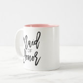 シックなブラック書道メイド・オブ・オーナー(花嫁付き添い人) ツートーンマグカップ (正面左)