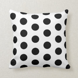 シックなブラック水玉模様オンホワイト装飾用クッション クッション