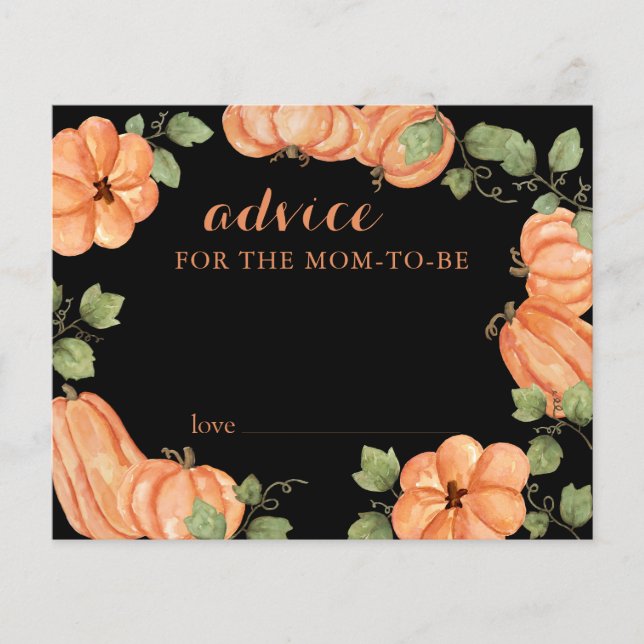 シックなブラック秋カボチャ赤ちゃんシャワーアドバイス (正面)