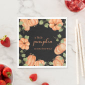 シックなブラック秋カボチャ赤ちゃんシャワー スタンダードランチョンナプキン (インサイチュ)