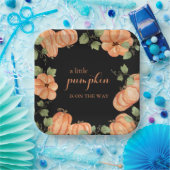 シックなブラック秋カボチャ赤ちゃんシャワー ペーパープレート (パーティー)