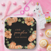 シックなブラック秋カボチャ赤ちゃんシャワー ペーパープレート (パーティー)