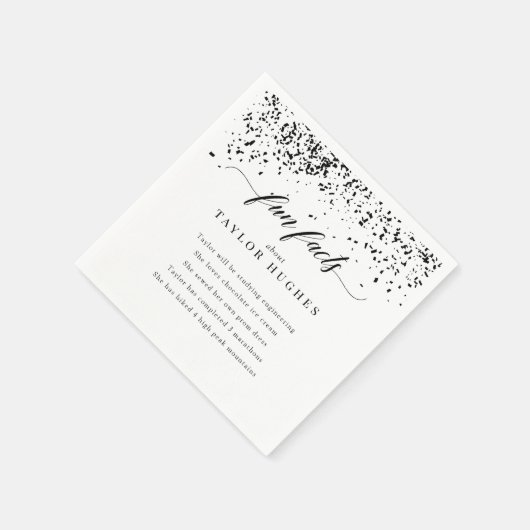 シックなブラック紙吹雪卒業パーティーおもしろいファクト スタンダードカクテルナプキン (角)