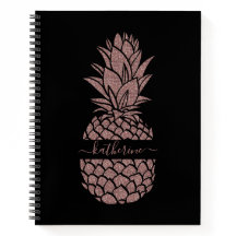 シックなブラック赤面ピンクローズ金ゴールドグリッターパイナップル