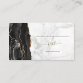 シックなブラック金ゴールドアゲートマーブル結婚ズエスコート プレイスカード (正面)