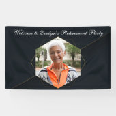 シックなブラック金ゴールドカスタムリタイアメントパーティー写真 横断幕 (横)