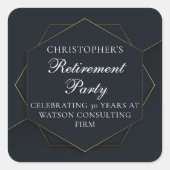 シックなブラック金ゴールドカスタムリタイアメントパーティー スクエアシール (正面)