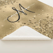 シックなブラック金ゴールドグリッターモノグラム名 シェルパブランケット (3/4)